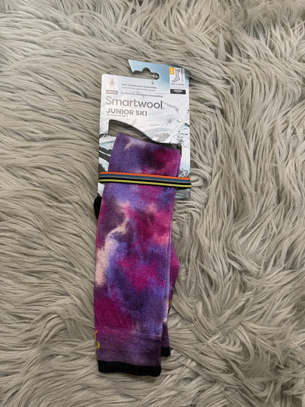 Smartwool Junior Ski Socks - Purple Pink Tie-Dye Galaxy